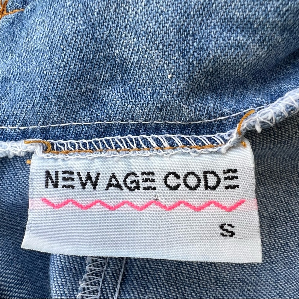 Y2K 90s New Age Code Blue Denim Short Babydoll Overalls With Lace Size Small - Picture 8 of 9